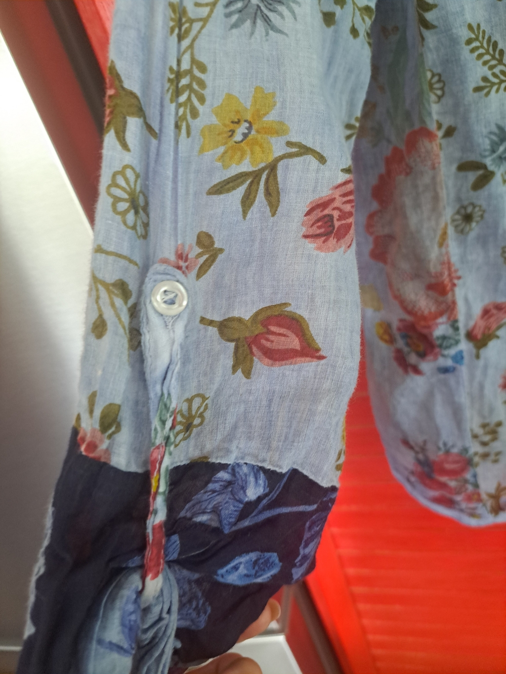 Vintage Gora L gauzy Patchwork Floral Shirt Boho - Picture 3 of 5